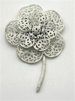 Vintage Monet Enamel Filigree Flower Brooch