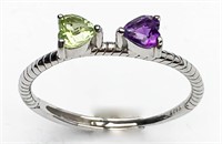 Natural Olivine Crystal Ring 925 Silver