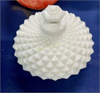 DIAMOND PATTERN MILK GLASS JAR