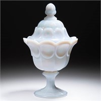 COLONIAL COVERED SUGAR BOWL, fiery opalescent
