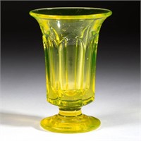 PRESSED SIX-FLUTE JELLY GLASS, bright canary
