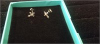 Pair Cross Earrings w/ small Rhinestones