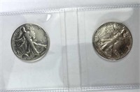 1943,1945-D Walking Liberty Silver Half Dollars