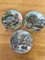 3 Vtg Currier & Ives Decorative Plates seasons