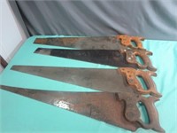 *Nice Lot of 4 Vintage Wooden Handle Saws