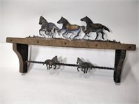 Reclaimed Wood Shelf w/ Iron Horses