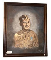 ID’d WWII Paratrooper Oil Portrait Painting