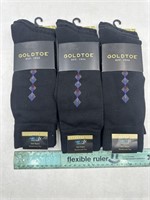 NEW Lot of 3-3ct Gold Toe Mens Dress Sock