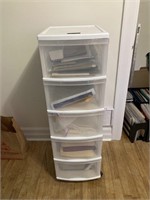 White Plastic Storage Tower w Office Supplies