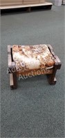 Vintage dark solid Pine footstool, 18.25 x 23.25
