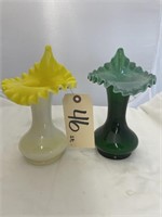 2-Fenton Vases w/Ruffled Edges