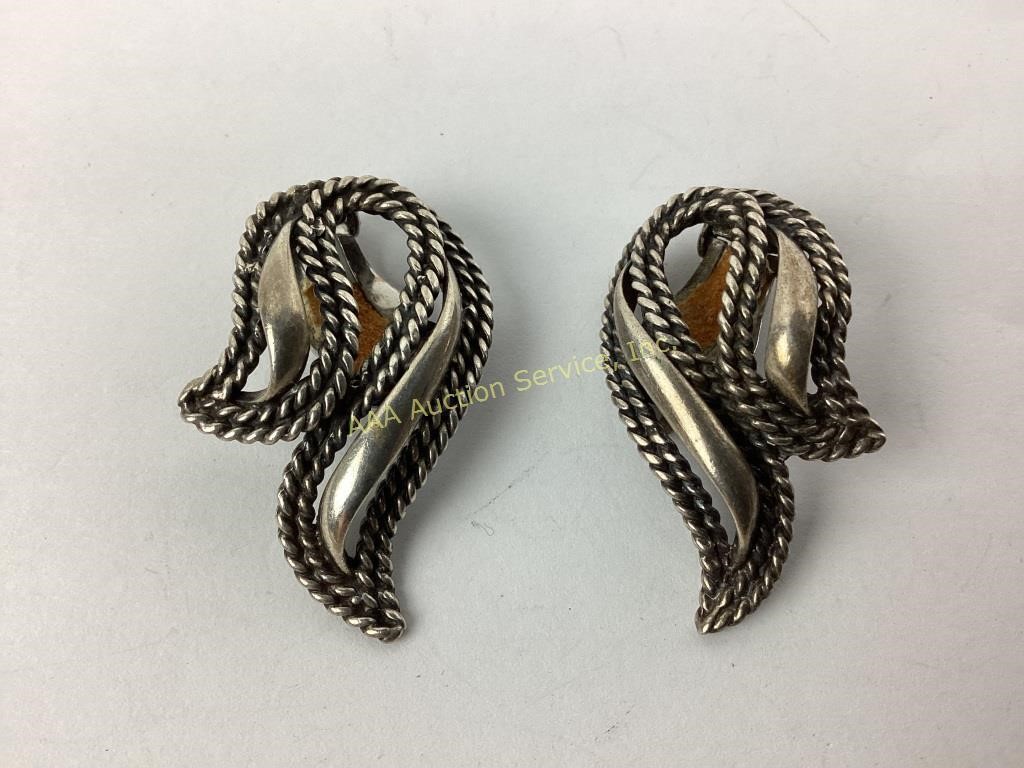 Pair Napier sterling silver clip earrings 16