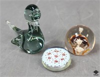 Blown Glass Paperweights / 3 pc