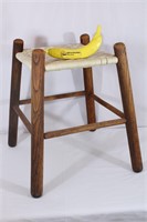 Primitive Farmhouse Stool W/Woven Seat