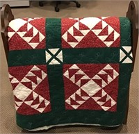 Hand Stitched Green & Red Quilt