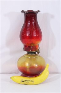 Amberina Cadmium Glass Oil Lamp