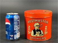 POSTMASTER SMOKERS TIN 2/5C CIGARS TOBACCO TIN CAN