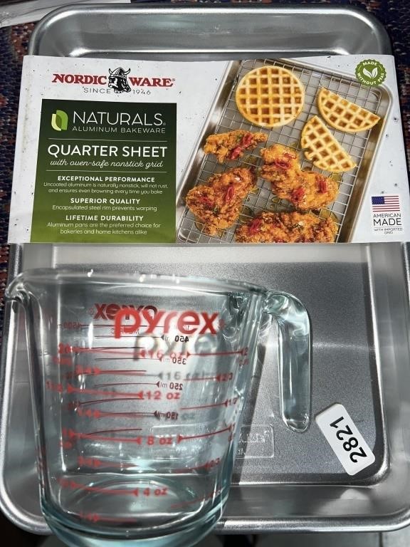 NORDIC BAKEWARE AND PYREX MEASURING CUP