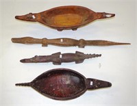 Four various Pacific Island carved wood images