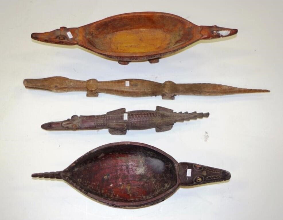 Four various Pacific Island carved wood images