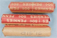 (3) Rolls of Wheat Pennies.