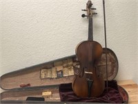 Antique 1800s Violin with Bow and Tombstone