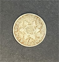 1852 AMERICAN THREE CENT SILVER TRIM COIN