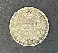 1914 CANADIAN FIVE CENT COIN