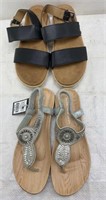 2x pairs woman’s sandals size 9
