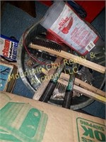 Box Lot Tools including wire brushes  spool wire
