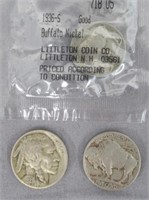 (3) Buffalo Nickels. Dates: 1926, 1930, & 1936-S.