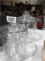 2 Clear Glass Lidded Containers