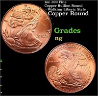 1oz .999 Fine Copper Bullion Round - Walking Liber