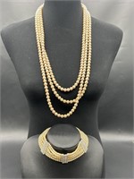 2- Vintage Jewelry: Carolee 36in Necklace + Choker