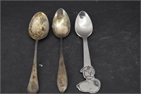 Lot of 3 Vintage Spoons - 2 Silver & 1 Snoopy