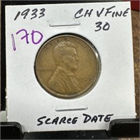 1933 WHEAT PENNY CENT SCARCE DATE