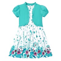 O657  PatPat Girls Floral Dress & Cardigan Set, 5-