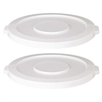 Round Lid to fit 20 Gallon Trash Can White, 2-pack