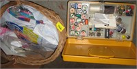 Sewing Box & Basket of Craft Supplies