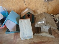 3 Bird Houses & 1 Feeder