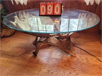 Moose antler table glass top