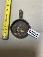 Cast Iron Skillet with sailboat