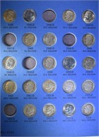 43 DIFF SILVER ROOSEVELT DIME + 25 CLAD IN FOLDER