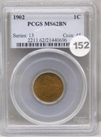 1902 PCGS MS62BN Indian Head Cent.