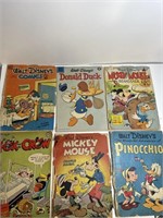 6- vintage Walt Disney Comics Donald Duck Mickey