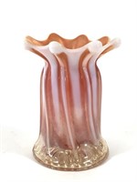 Dugan Opalescent Peach Carnival Glass Vase