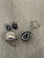 Assorted Rocks Geodes Keychains Pendants