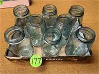 (8) Green Quart Jars