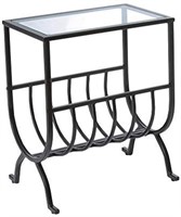 MONARCH Metal Magazine Table with Tempered Glass