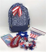 New Canvas Backpack Red White And Blue Patriotic